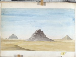 Utsikt över pyramiden i Dachour. Teckning av Pascal Coste (1787-1879) Museum of Mediterranean Archaeology, Marseille