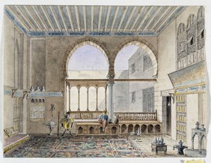 Utsikt över det inre av Sheik Jabarti-palatset. Akvarell av Pascal Coste (1787-1879) Museum of Mediterranean Archaeology, Marseille