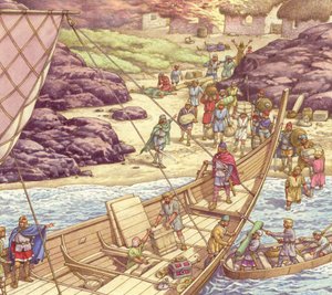 En vikingatida räd (gouache på papper)