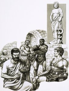 En sjukvårdare vid gladiatorspelen plåstrar om överlevande