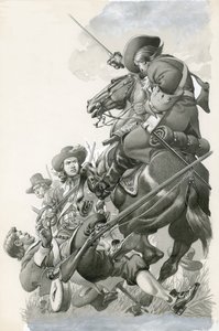 Svart mage på en häst