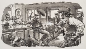 Cowboys of Oregon (gouache på papper)