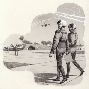 Hangarer för Iraquis flygvapen (gouache på papper)