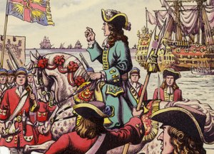 Kung William III landstiger i Carrickfergus (gouache på papper)