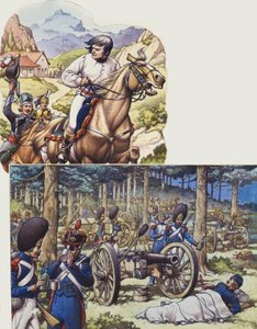 Napoleon och Napoleons kejserliga garde (gouache på papper)