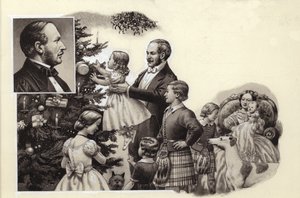 Prins Albert och den kungliga julgranen (gouache på papper)
