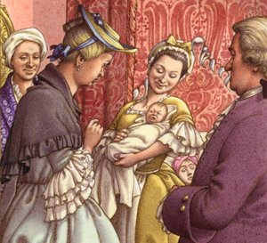 Königin Caroline hält ihre Enkelin (Gouache auf Papier)