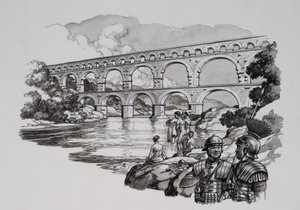 Roman Aqueduct (gouache på papper)