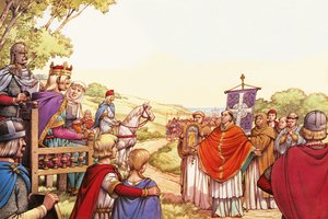 Sankt Augustinus anländer till England
