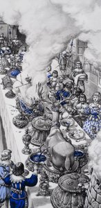 Seventeenth Century Feast (gouache på papper)