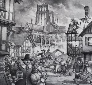 The Great Fire of London (gouache på papper)