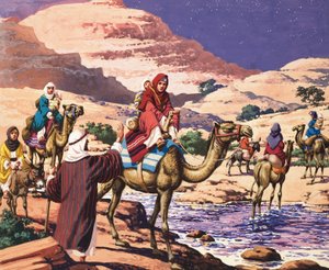 Berättelsen om Jakob - Gud talar vid Penuel (gouache på papper)