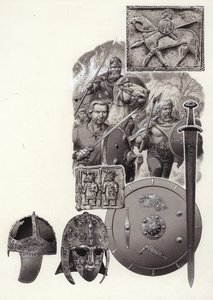 Barbarerna som förstörde det kejserliga Rom (gouache på papper)