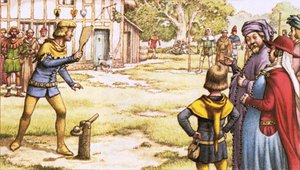 Trap-ball, som kunde ha setts av Chaucers pilgrimer