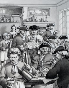 Typiskt kaffehus i London på 1700-talet