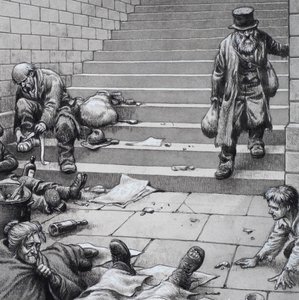 Victorian Poverty (gouache på papper)