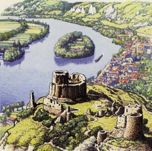 Chateau Gaillard, även känt som Klippans nya slott (gouache på papper)