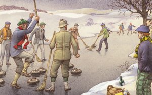 Curling i Skottland (gouache på papper) av Pat (1907 95) Nicolle