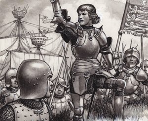 Edward, Earl of March, landstiger vid Ravenspur 1471 (gouache på papper)