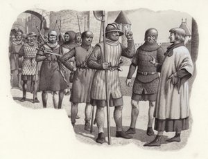 Fotsoldater från 1300-talet (gouache på papper)