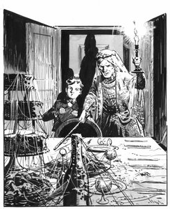 Illustration till Great Expectations av Charles Dickens (penna och tusch)