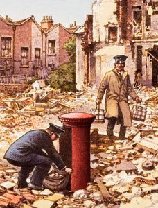 Gottesdienste während der Blitz fortgesetzt von Pat (1907-95) Nicolle