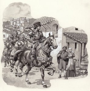 Sigismondo Malatesta, italiensk legosoldat (gouache på papper) av Pat (1907 95) Nicolle