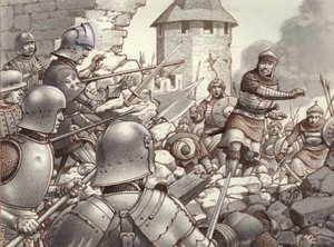 Belägringen av Rhodos 1522 (gouache på papper)