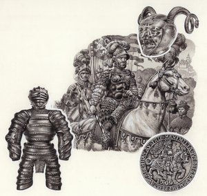 Historien om rustningar (gouache på papper)