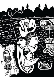 Catching A Fish, 2014 (tusch och pensel)