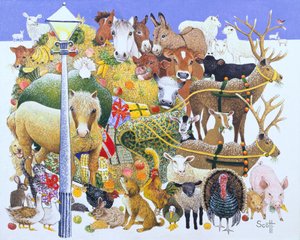 A Christmas Feast (olja på duk) av Pat Scott