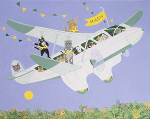 Cat Air Show (akryl på duk) av Pat Scott