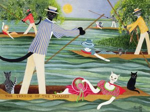 Those Summer Punts (olja på duk) av Pat Scott