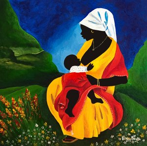Motherhood, 2019 (akryl på trä) av Patricia Brintle