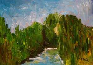 Winding river, 2009 (akryl på trä) av Patricia Brintle