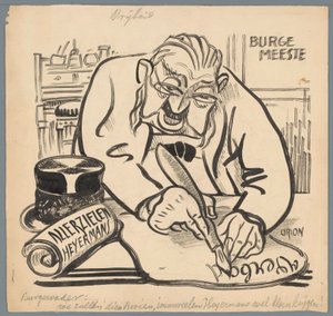 Borgmästare förbjuder Heijermans Allerzielen Frihet (titel på objekt) av Patricq Kroon (signed by artist)