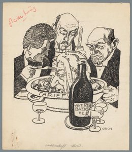 Colijn och tarifflagen Kalvens huvud (titel på objekt) av Patricq Kroon (signed by artist)