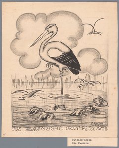 Stork bland grodor Haagkonferensen / De Kwakers (titel på objekt)