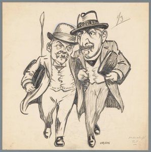 Troelstra och Kolkman Romantisk kärlek vid författningsreformen (titel på objekt) av Patricq Kroon (signed by artist)