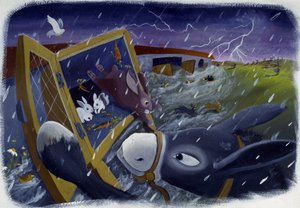 Djur och Noes ark under syndafloden, illustration av Patrizia La Porta. av Patrizia La Porta