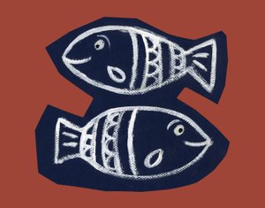Horoskop: fiskens tecken. Illustration av P. La Porta.