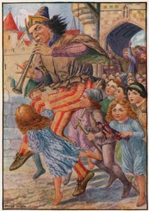 "Stopp stopp!" Ropte folket, "han tar våra barn!" (färg litho) av Patten Wilson