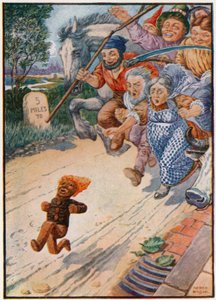 "Du kan inte fånga mig, jag är pepparkaksgubben!" (färg litho)
