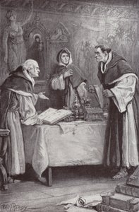 Illustration för klostret och härden av Charles Reade (litho) av Paul (after) Hardy