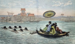 Den japanska barken (färgad litho) av Paul (after) Lenoir