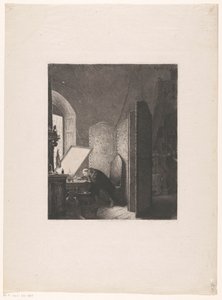 Rembrandt etsar i sin ateljé Rembrandt dans son ateljén