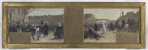 Skiss till prefektens kontor i Hôtel de Ville: Trupper lämnar under belägringen av Paris 1870 av Paul Albert Baudouin