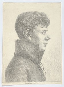 Porträtt av en ung man i profil, 1808., 1808. av Paul Anton Skerl