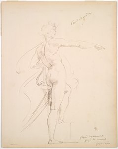 Studie av Apollo för Marsyas (recto); Ansikte i profil (verso) av Paul Baudry