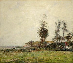 Holland, landskap med träd och hus